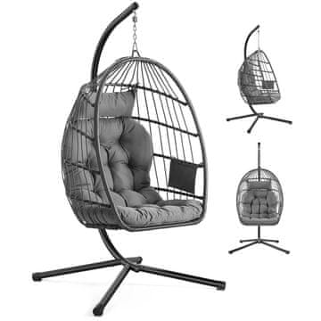 Songmics Viseća stolica s postoljem 98x103x195 cm siva