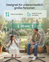 Songmics Viseća stolica s postoljem 98x103x195 cm bijela