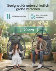 Songmics Viseća stolica s postoljem 98x103x195 cm siva
