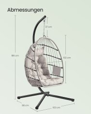 Songmics Viseća stolica s postoljem 98x103x195 cm bijela
