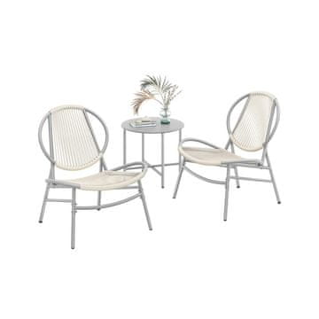 Songmics Set balkonskog namještaja 3 dijela, stol 50x45 cm, stolice 68x74x78 cm, siva