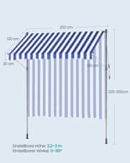 Songmics Tenda podesive visine 250x120 cm plava