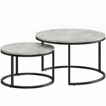 Homestar Set stolića za kavu, ugniježđeni bočni stolovi, 78,5x78,5x46,5 cm, sivi