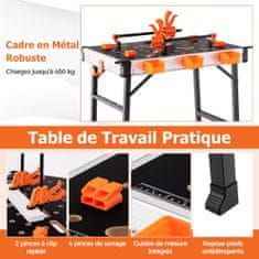 Costway Prijenosni sklopivi radni stol 84,5 cm s nosivošću od 454 kg