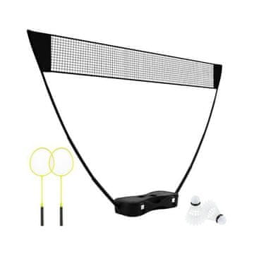 Costway Set za badminton s mrežom i reketima 2 reketa 2 loptice crni