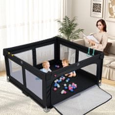 Costway Igraonica za bebe 150x150 cm s 50 kuglica, 4 ručke i zatvaračem na vratima crna