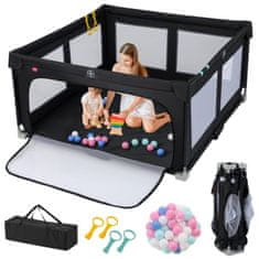 Costway Igraonica za bebe 150x150 cm s 50 kuglica, 4 ručke i zatvaračem na vratima crna