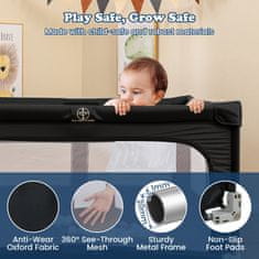 Costway Igraonica za bebe 150x150 cm s 50 kuglica, 4 ručke i zatvaračem na vratima crna