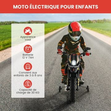 Costway 12V dječji električni motocikl s pomoćnim kotačima crni