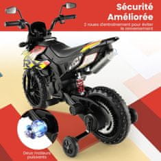Costway 12V dječji električni motocikl s pomoćnim kotačima crni
