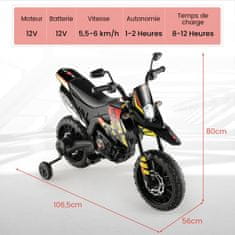 Costway 12V dječji električni motocikl s pomoćnim kotačima crni