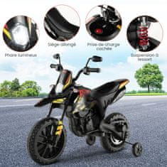 Costway 12V dječji električni motocikl s pomoćnim kotačima crni
