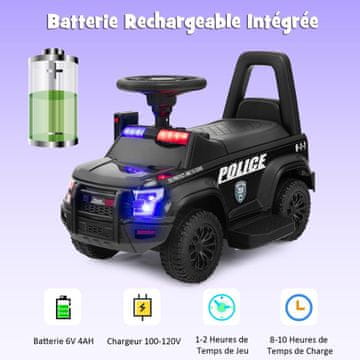 Costway Dječji policijski automobil s baterijom 6 V 62x44x43 cm crni