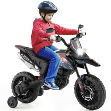 Costway Električni dječji motocikl 12V s pomoćnim kotačima, glazbom i svjetlima plavi
