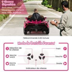 Costway Dječji električni automobil Lamborghini model ružičasti s daljinskim upravljačem LED prednja svjetla sirena glazba