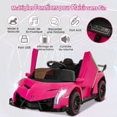 Costway Dječji električni automobil Lamborghini model ružičasti s daljinskim upravljačem LED prednja svjetla sirena glazba