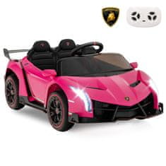Costway Dječji električni automobil Lamborghini model ružičasti s daljinskim upravljačem LED prednja svjetla sirena glazba