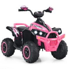Costway 12V električni dječji quad ružičasti s glazbom, trubom i LED svjetlom