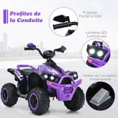 Costway 12V električni dječji quad s glazbenim trubom i LED prednjim svjetlom ljubičasti