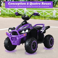 Costway 12V električni dječji quad s glazbenim trubom i LED prednjim svjetlom ljubičasti