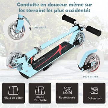 Costway Aluminijski sklopivi stunt romobil Navy s LED kotačima