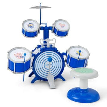 Costway Edukativni glazbeni udaraljkaški instrument s bas bubnjem i pedalom, plavi