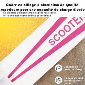 Costway Romobil s 2 velika kotača i LED svjetlima, ružičasti