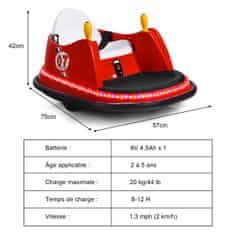 Costway Dječji električni auto za sudaranje 6V 57x75x42 cm crveni