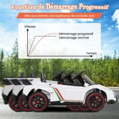 Costway Dječji električni automobil Lamborghini bijeli s daljinskim upravljačem LED svjetlima truba glazba