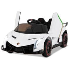 Costway Dječji električni automobil Lamborghini bijeli s daljinskim upravljačem LED svjetlima truba glazba