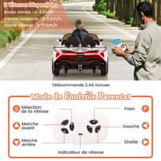 Costway Dječji električni automobil Lamborghini bijeli s daljinskim upravljačem LED svjetlima truba glazba