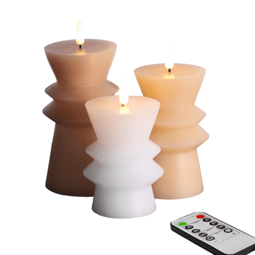 Nikcorp Set 3 LED svijeća u staklenim držačima, bezzapalne, na baterije, daljinski upravljač, timer, visine 10/12/15 cm, promjer 7 cm, 400h rada, sigurne za djecu i kućne ljubimce