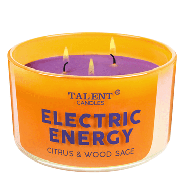 Nikcorp Mirisna svijeća Talent Candles ENJOY od sojinog voska s 3 fitilja, miris citrusa i kadulje, 32 sata gorenja, 449 g, ručno lijevana, ekološka, za opuštanje i uređenje interijera, čisto sagorijevanje