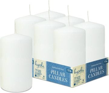 Nikcorp Ukrasne stolne svijeće bez mirisa, set od 4 komada, bijele, 7,5x22,5 cm, 100% parafin, pamučni fitilj, do 72 sata gorenja, tehnologija SafeCandle, elegantne, minimalistički dizajn, za dom, vjenčanja