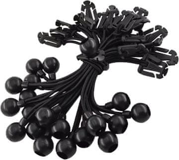 Nikcorp Set od 20 elastičnih zatezača s kuglicom, crni, 25 cm, za cerade, bannere, šatore, mreže, brza i trajna montaža, maksimalno rastezanje do 2x, višekratna upotreba, otporni, za radionicu, vrt, evente