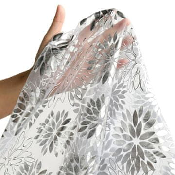 Nikcorp Elegantni Šifon Stolni Trkač s Cvjetnim Uzorkom i Srebrnim Glitter Detaljima – 70 x 300 cm, 100% Poliester, Idealan za Vjenčanja, Rođendane i Božić