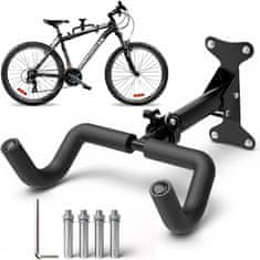 Nikcorp Zidni nosač za bicikl, sklopivi, podesivi, nosivost 30 kg, čelik, 26-35 cm, rotacija 360°, za MTB, cestovne, električne, gradske bicikle, ušteda prostora, sigurna montaža