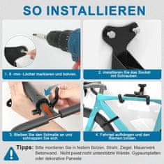 Nikcorp Zidni nosač za bicikl, sklopivi, podesivi, nosivost 30 kg, čelik, 26-35 cm, rotacija 360°, za MTB, cestovne, električne, gradske bicikle, ušteda prostora, sigurna montaža