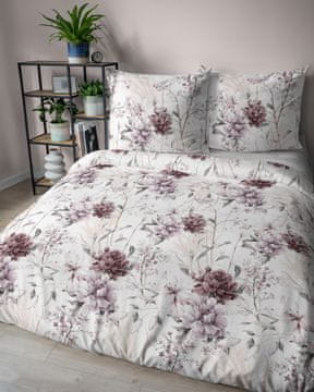 Detexpol Pošel satenska 220x200 Detexpol bijela u prahu s cvijećem i travama