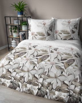 Detexpol Satin posteljina 220x200 Detexpol bijela, bež, smeđa, cvjetanje anemona
