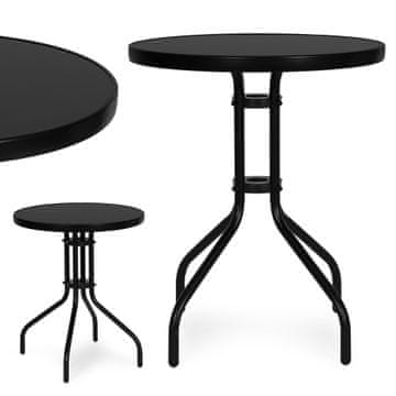 Northix Okrugli vrtni stol od kaljenog stakla, 60 cm, crni