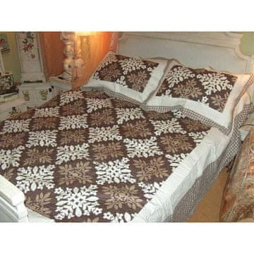 Komplet narzuta patchwork kremowo-smeđa i jastučnice dvostrane pamučne