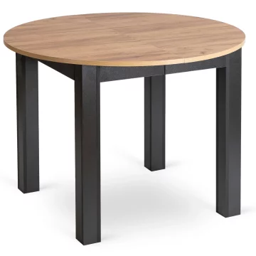 Okrugli stol za rasklapanje HARRY 102-142 cm hrast craft/crni moderni