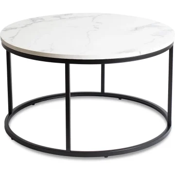 Stolik kawowy Conny Max 80 cm bijeli mramor/crni, moderni glamur