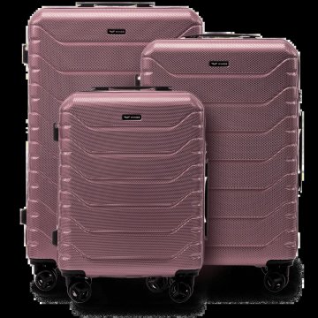 Set od 3 kofera Wings CRAKE POLICARBON 100% ružičasto zlato