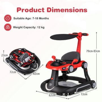 Northix 7-u-1 hodalica za bebe s podesivom visinom i brzinom