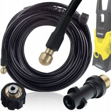 Rosfix HydroClean ProFlex 30M - Crijevo 1/4" 155bar za čišćenje cijevi s mjedenom mlaznicom i adapterom Karcher bayonet | Priključci M22 x 1.5 (14/15 mm) | 529bar max