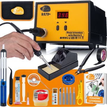 Rosfix Rosfix 937D+ ProKit 60W stanica za lemljenje s LED + set 15u1 u organizatoru | 200-480°C | Topilo | Lem | Silikonska podloga | Pinceta | Servisni pribor | PDF priručnik