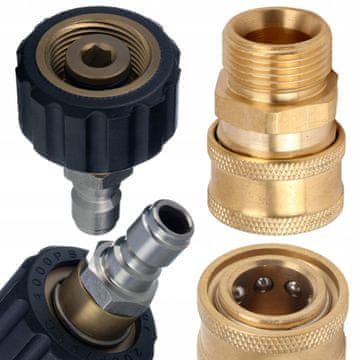Rosfix PowerLink Swivel M22x1.5 na 3/8 brza spojnica – okretni adapter za perilicu tlaka | nehrđajući + mjed | 4000 PSI | 90°C | 30 l/min | unutarnji navoj M22 | za brze spojnice 3/8