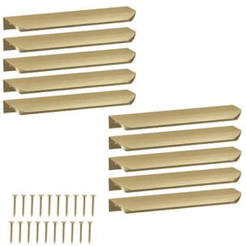Rubni namještajni uhvat za ladice, moderni aluminij, zlatni mat, 212 mm, 10 komada